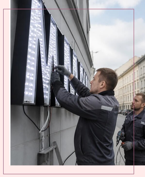 Изготовление и монтаж светодиодных LED вывесок в Мариинске